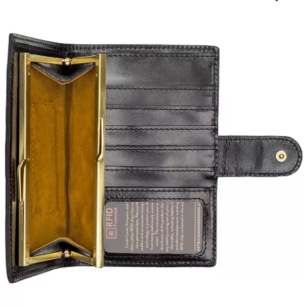 Patricia Nash Linnet leather wallet, black/white plaid - Picture 4 of 15